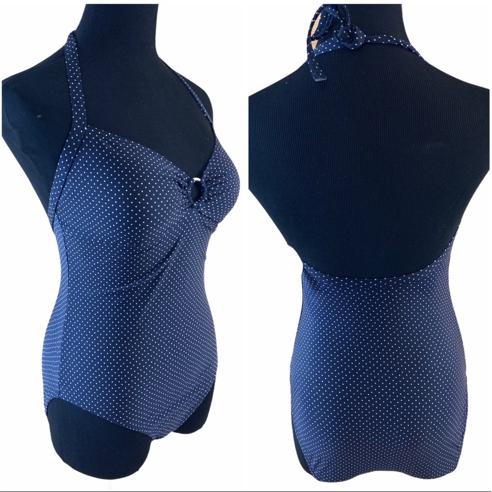 NWT Loft dotted one piece halter neck tie swimsuit